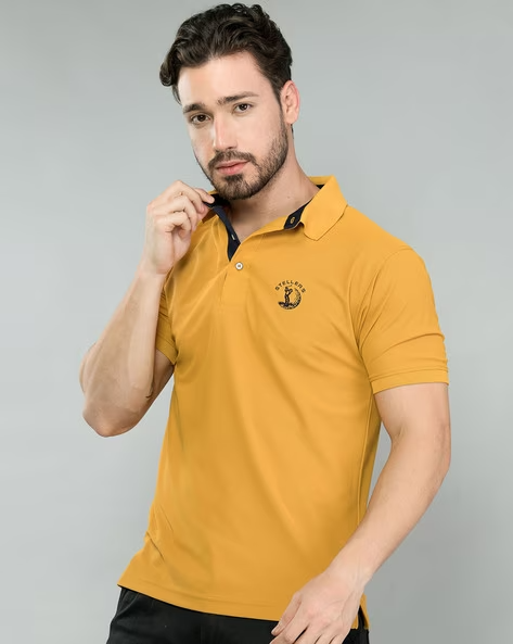 Regular Fit Micro Print Polo T-Shirt
