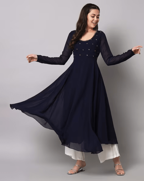 Floral Embroidered Straight Kurta