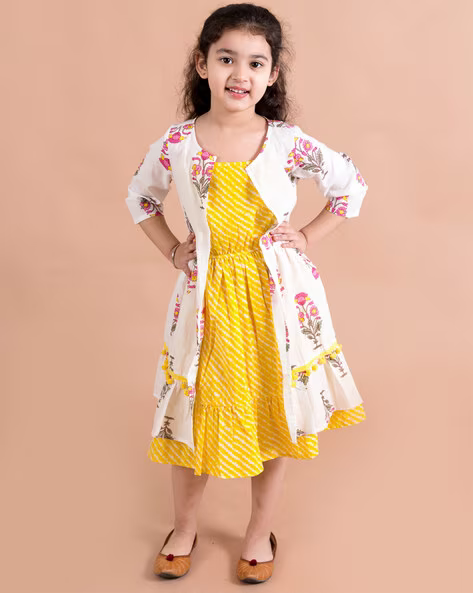 Floral Print Fit and Flare Dress with Jacket