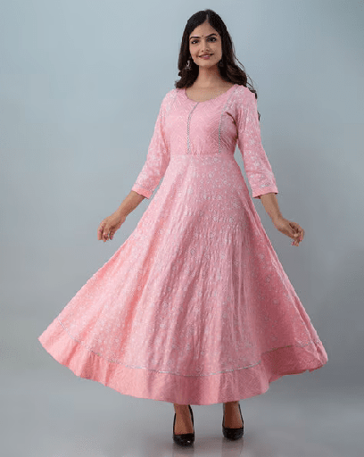 Floral Print Round-Neck Straight Kurta