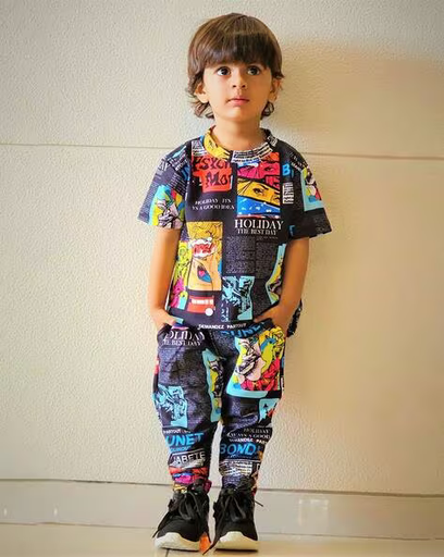 Typographic Print Pants & T-Shirt Set